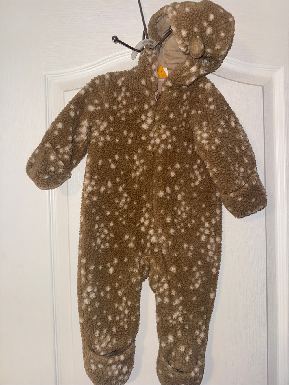 Nordstrom Brown and White Sherpa Fawn One-Piece Hoodie